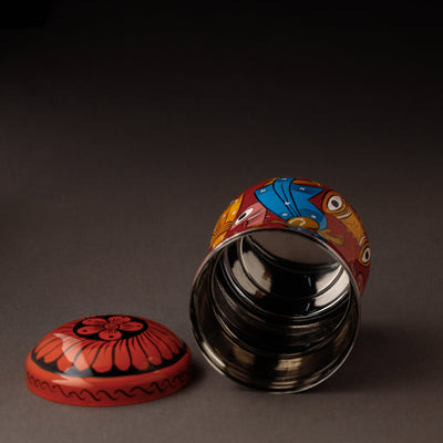 Bengal Patua Handpainted Stainless Steel Multi Utility Container