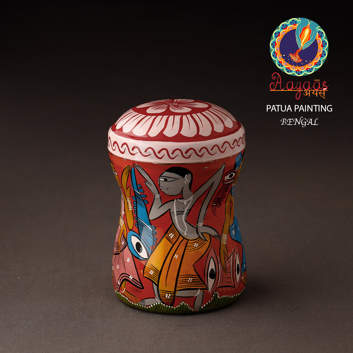 Bengal Patua Handpainted Stainless Steel Multi Utility Container