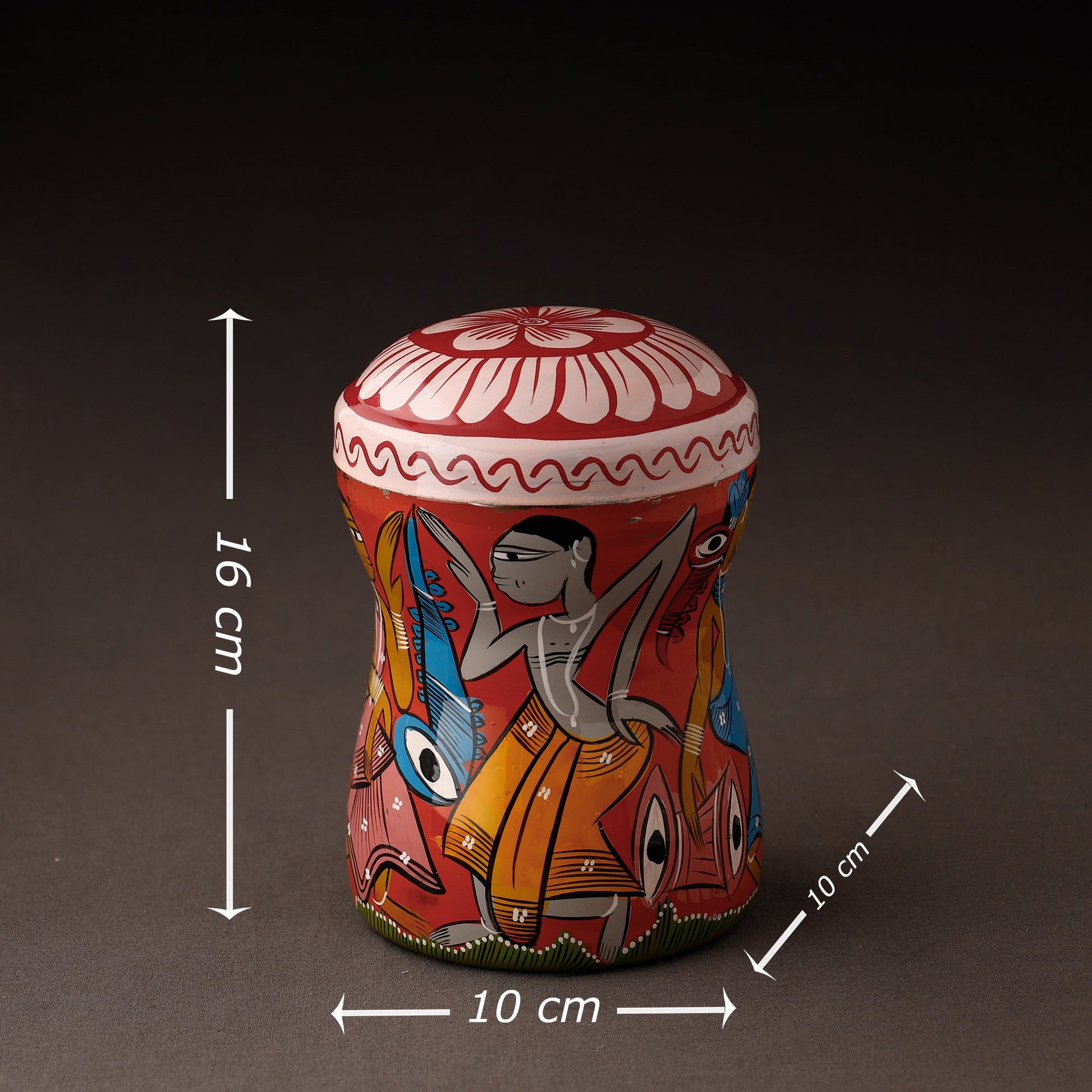 Bengal Patua Handpainted Stainless Steel Multi Utility Container