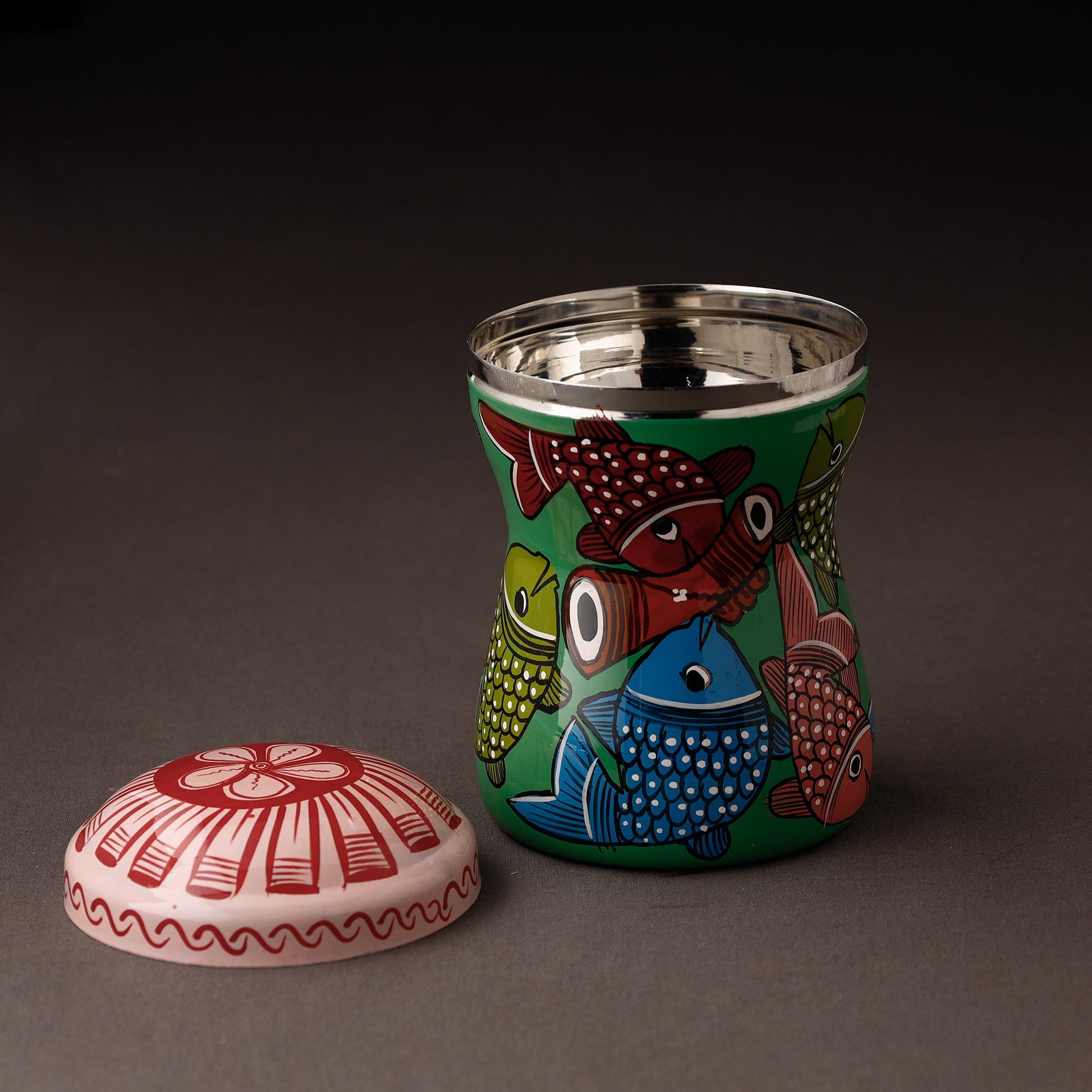 Bengal Patua Handpainted Stainless Steel Multi Utility Container