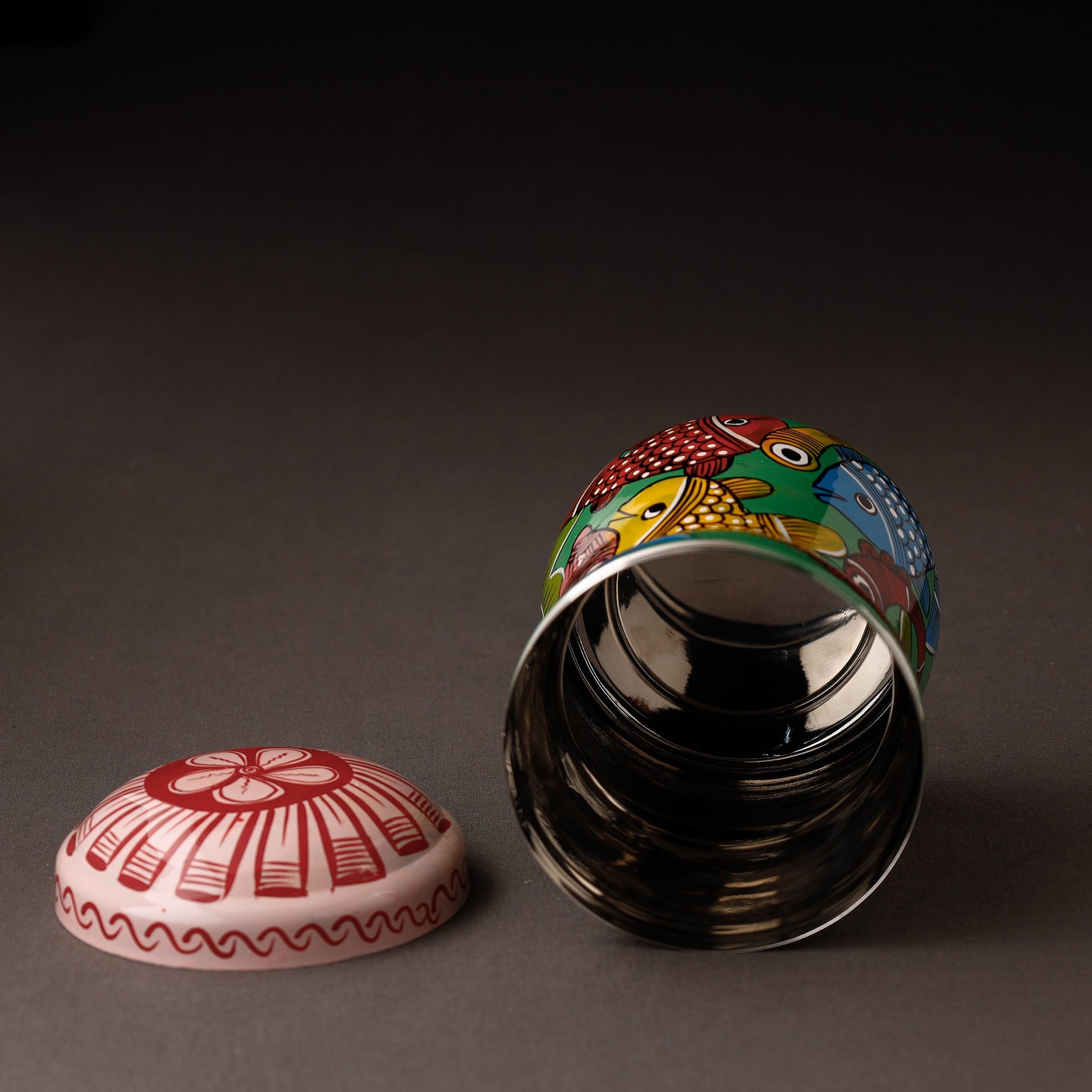 Bengal Patua Handpainted Stainless Steel Multi Utility Container