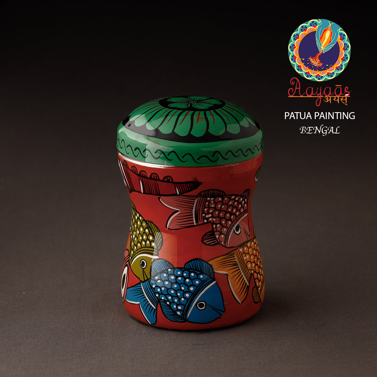 Bengal Patua Handpainted Stainless Steel Multi Utility Container