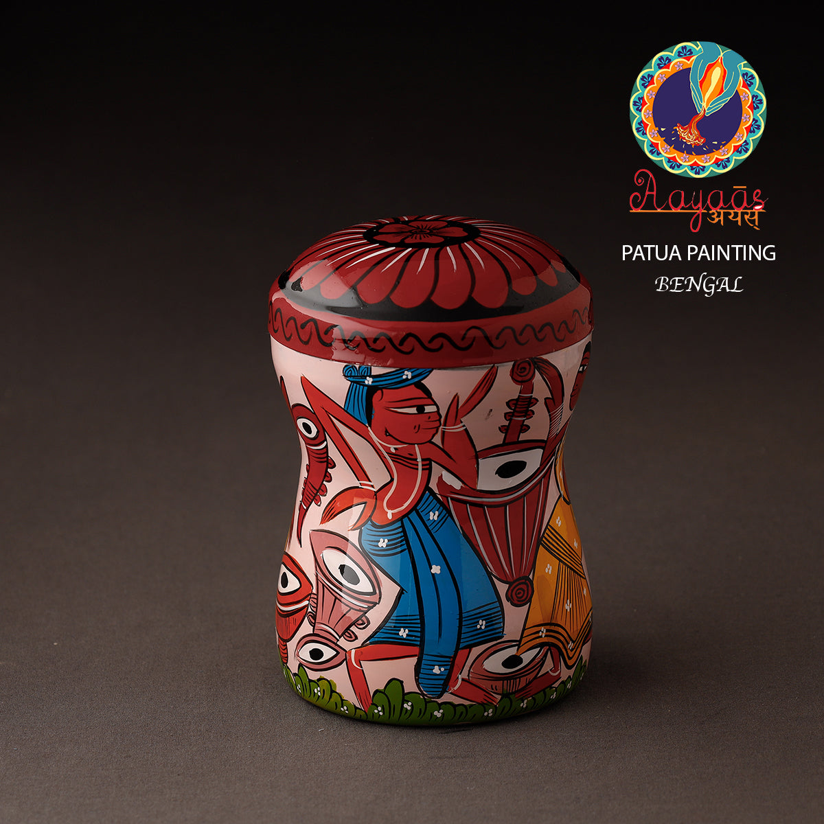 Bengal Patua Handpainted Stainless Steel Multi Utility Container