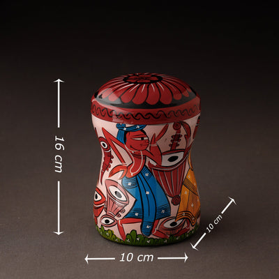 Bengal Patua Handpainted Stainless Steel Multi Utility Container