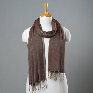 Brown - Mangalagiri Handloom Cotton Stole with Tassels