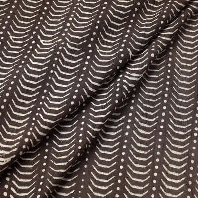Brown - Pipad Block Printed Cotton Fabric