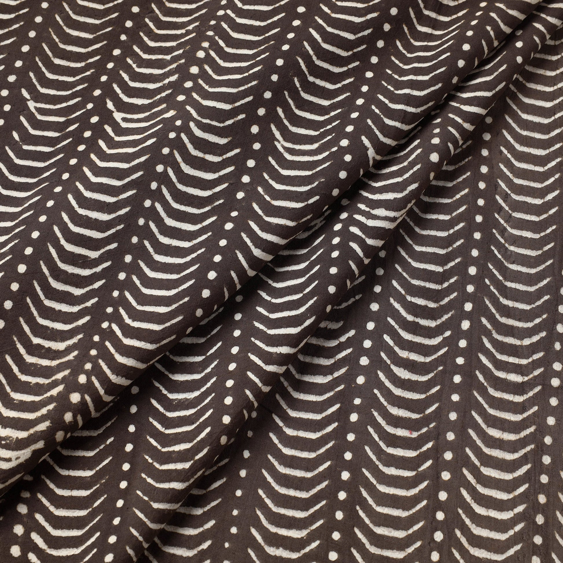 Brown - Pipad Block Printed Cotton Fabric