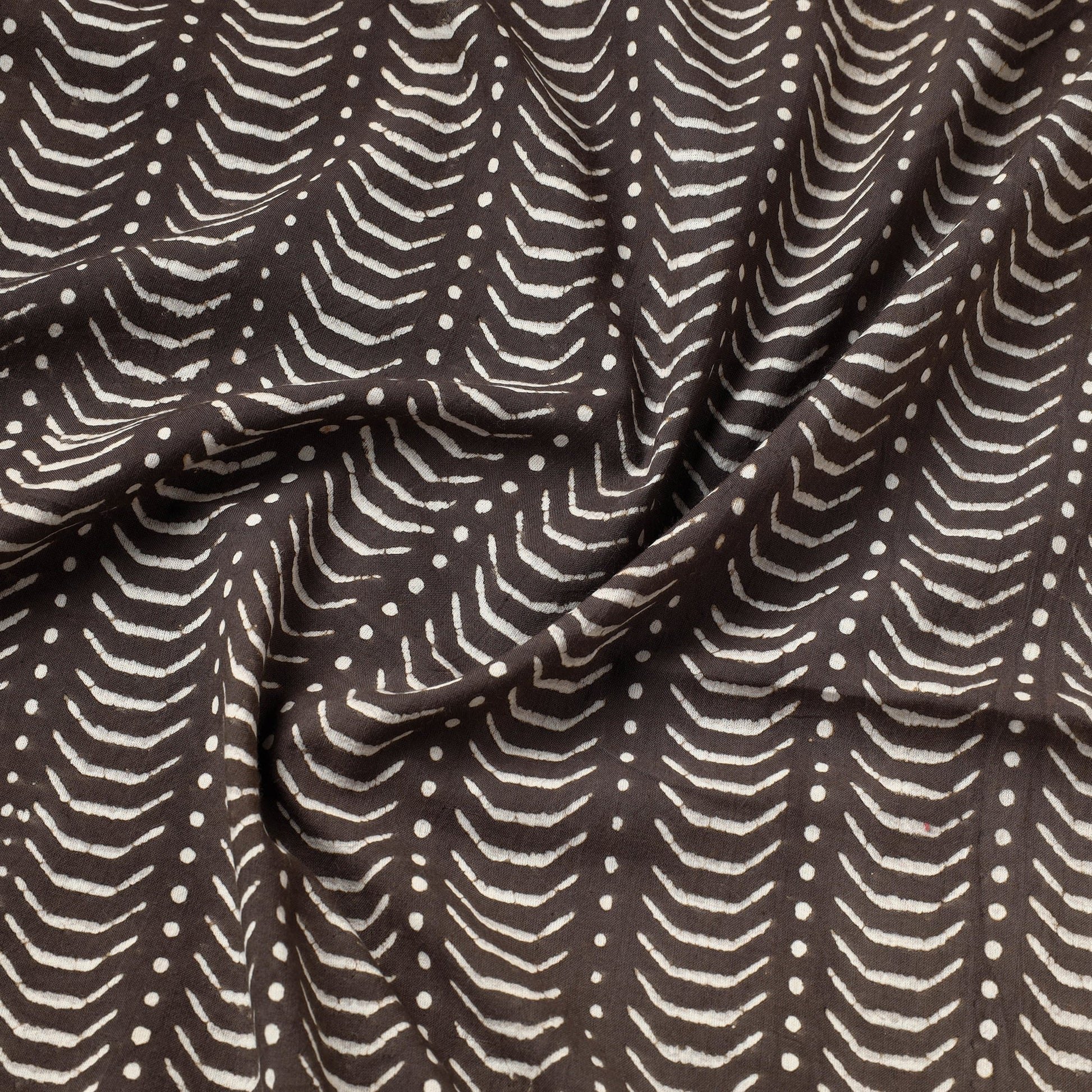 Brown - Pipad Block Printed Cotton Fabric