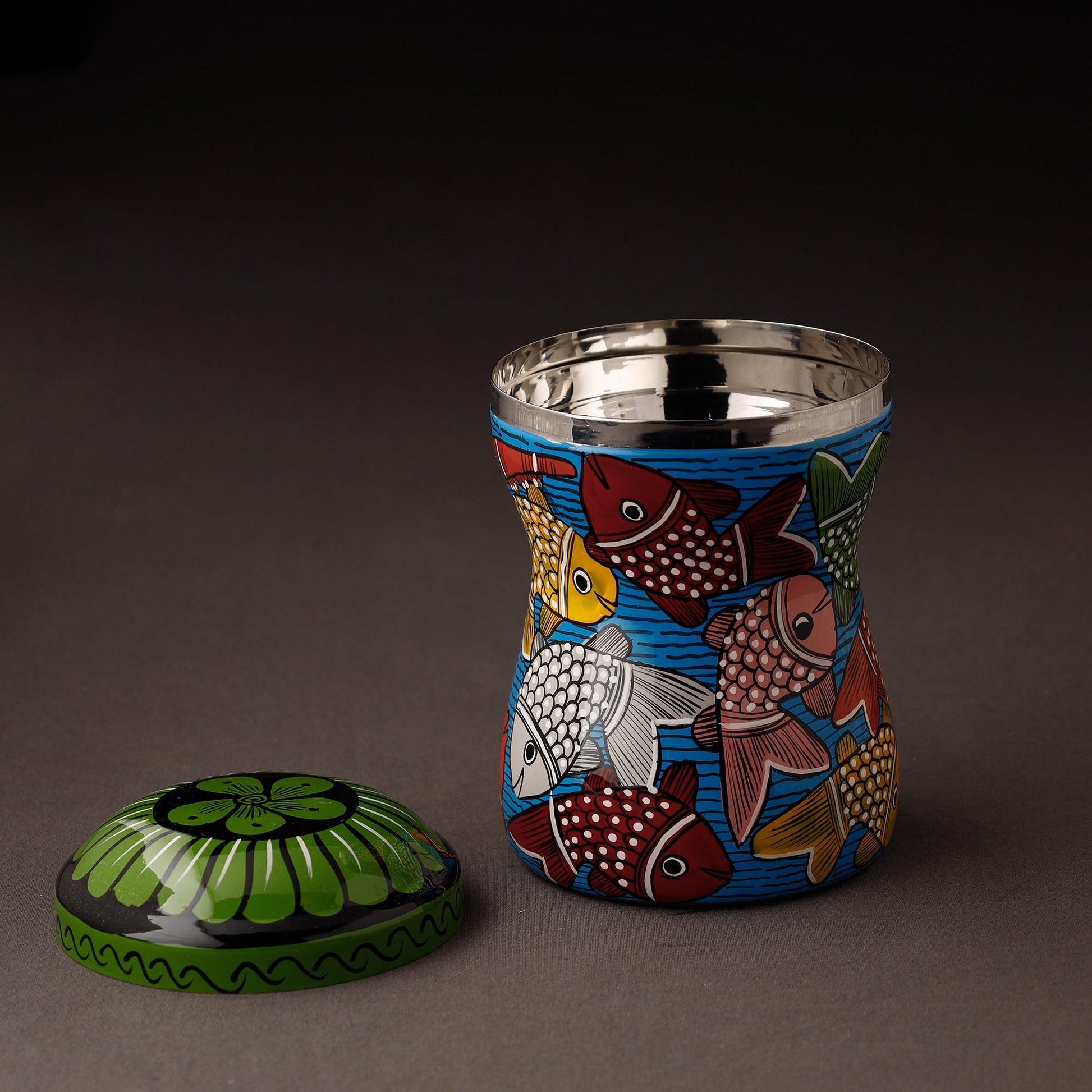 Bengal Patua Handpainted Stainless Steel Multi Utility Container