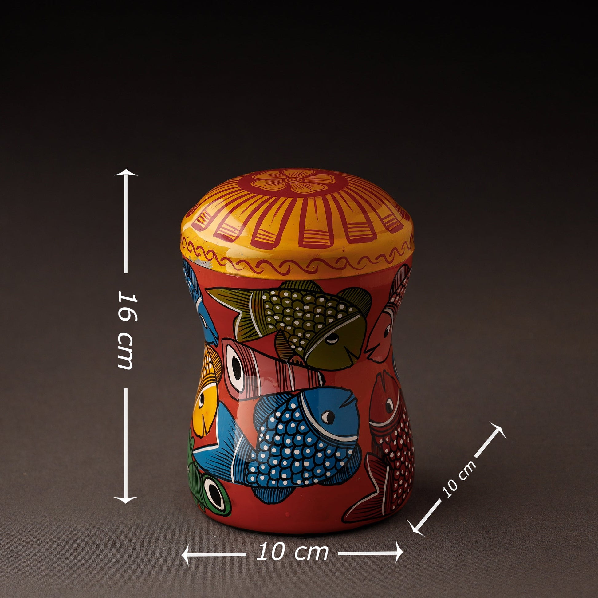 Bengal Patua Handpainted Stainless Steel Multi Utility Container