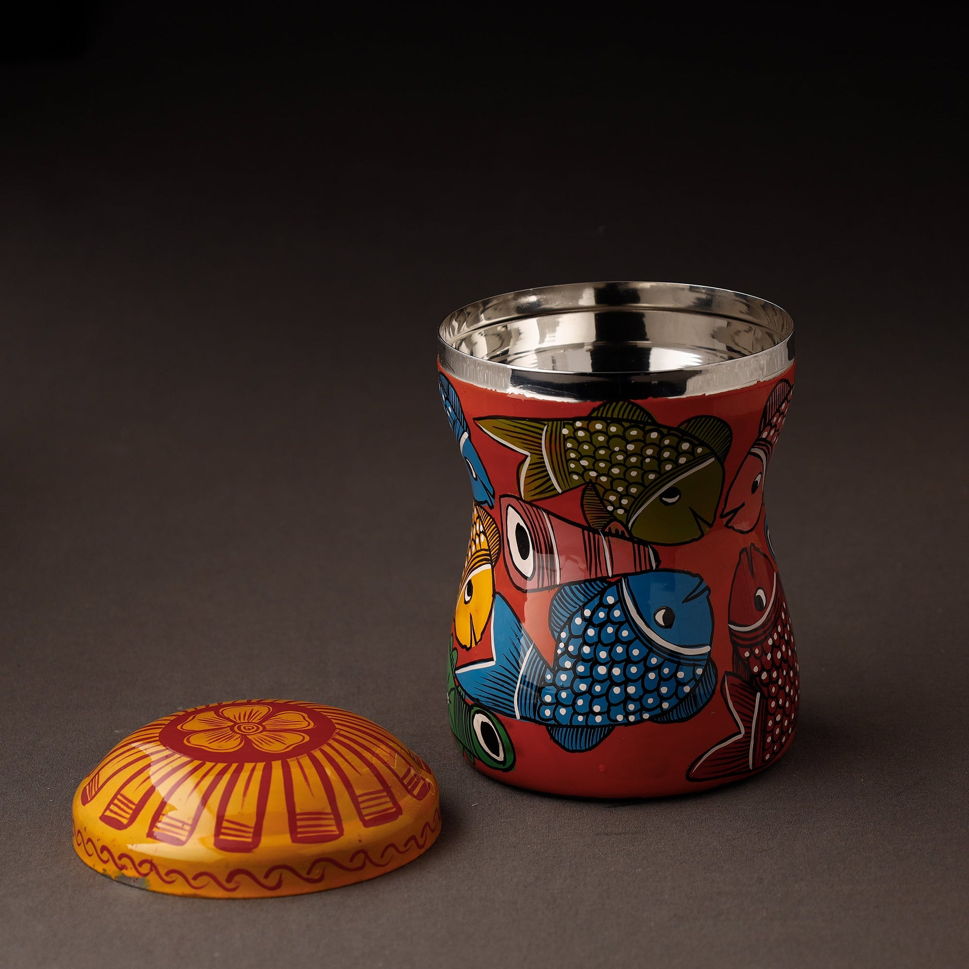 Bengal Patua Handpainted Stainless Steel Multi Utility Container