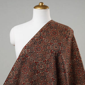 Brown - Geometrical Designs Block Print Cotton Ajrakh Fabric