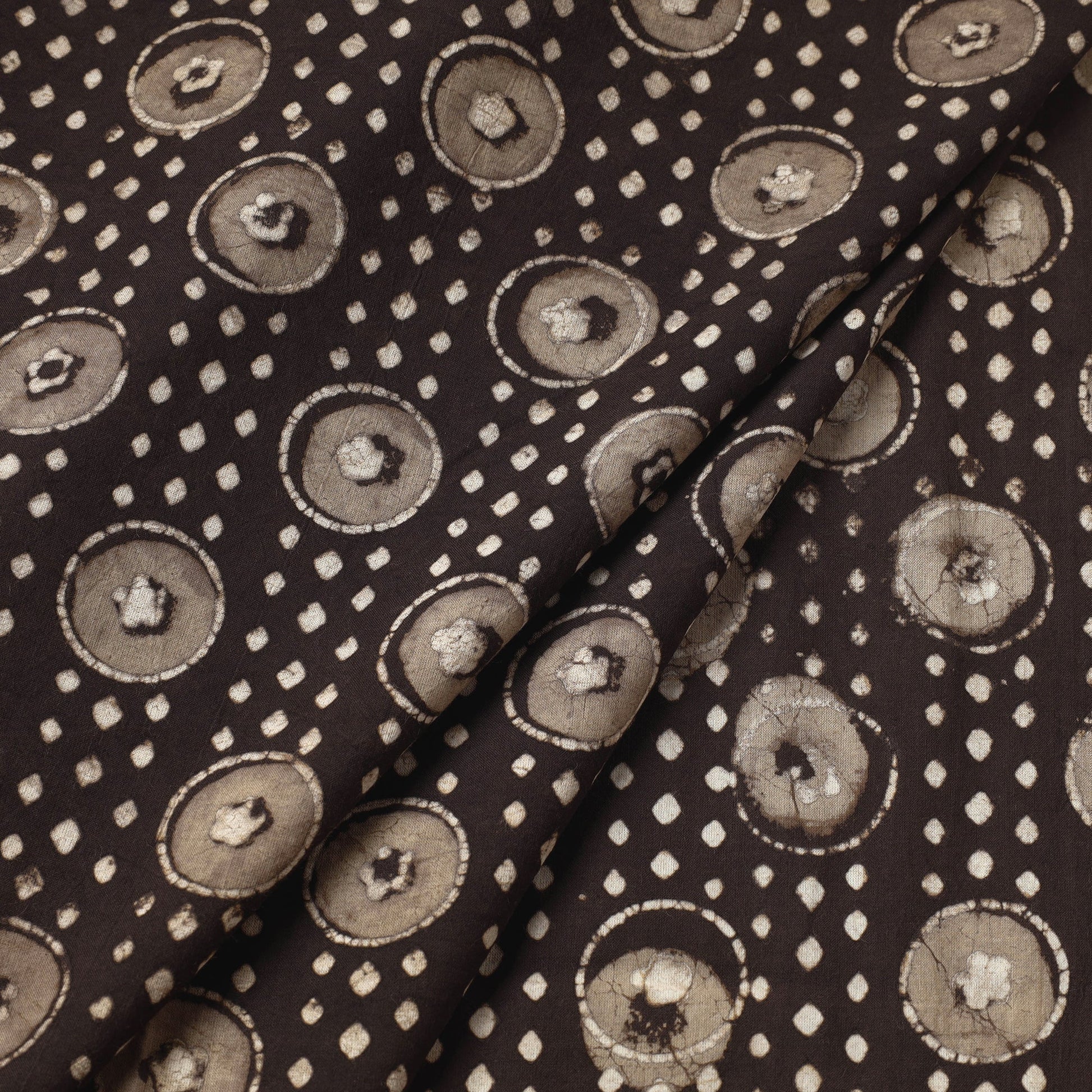 Brown - Pipad Block Printed Cotton Fabric