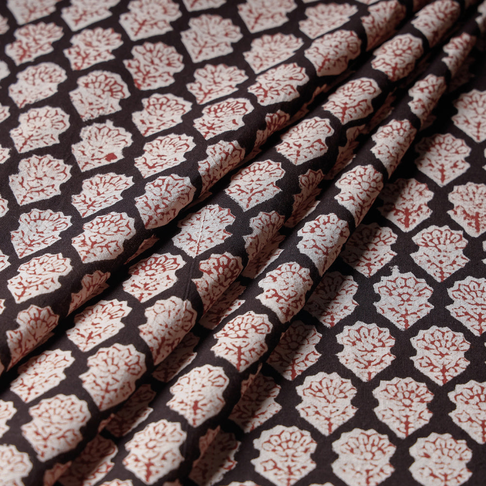 Black - Bagru Block Print Cotton Fabric