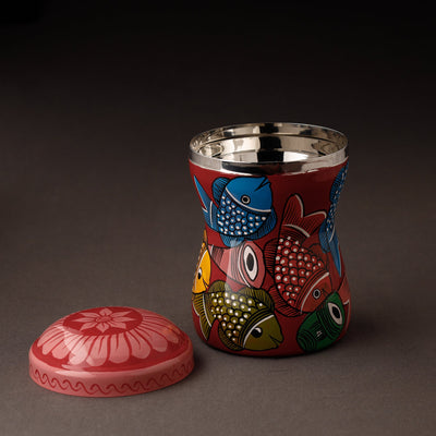 Bengal Patua Handpainted Stainless Steel Multi Utility Container