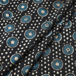 Black - Pipad Block Printed Cotton Fabric