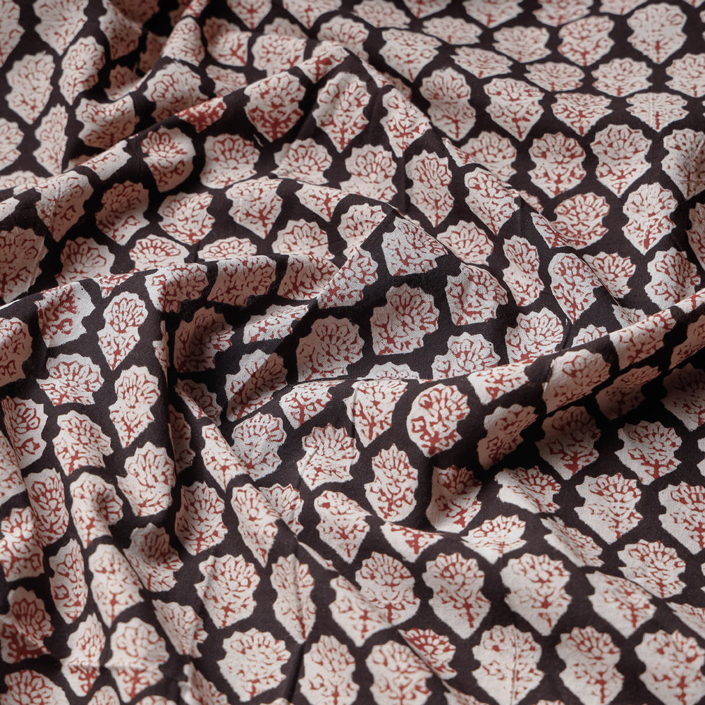 Black - Bagru Block Print Cotton Fabric