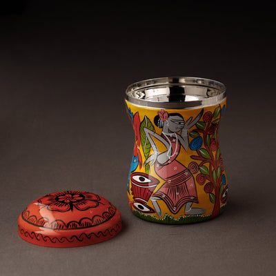 Bengal Patua Handpainted Stainless Steel Multi Utility Container