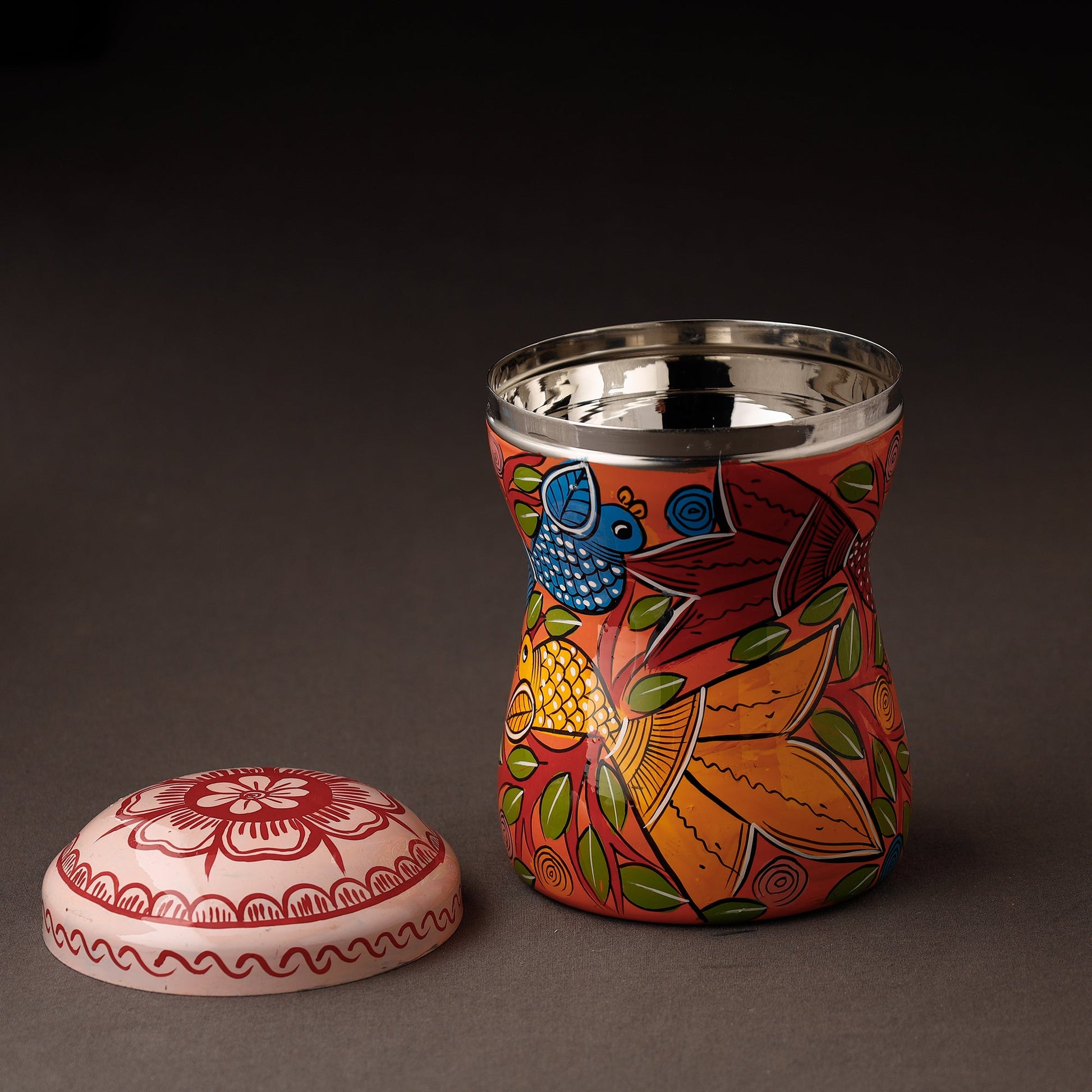 Bengal Patua Handpainted Stainless Steel Multi Utility Container