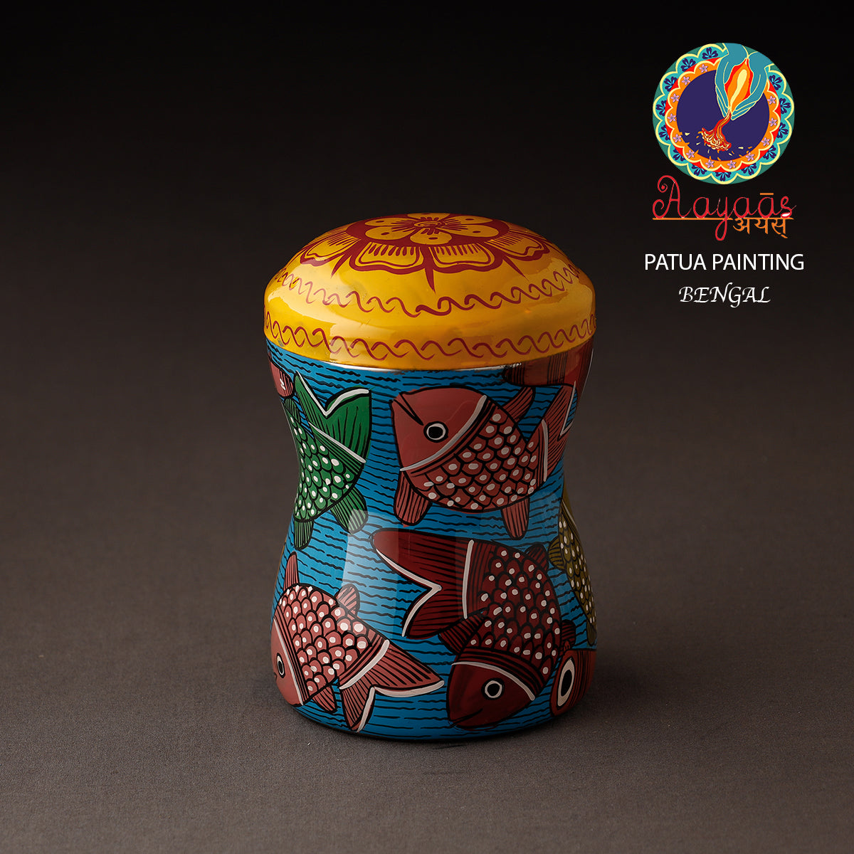 Bengal Patua Handpainted Stainless Steel Multi Utility Container