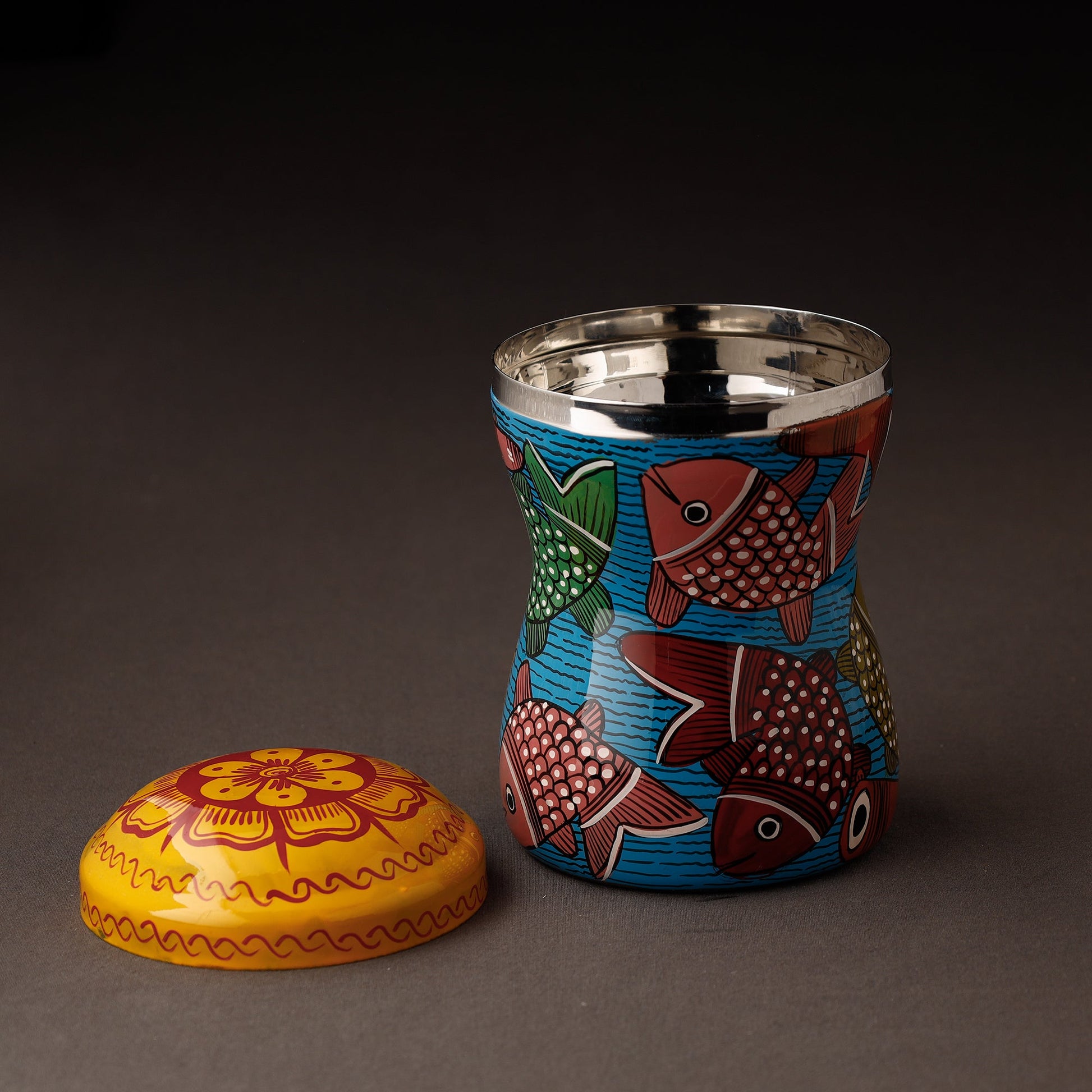 Bengal Patua Handpainted Stainless Steel Multi Utility Container