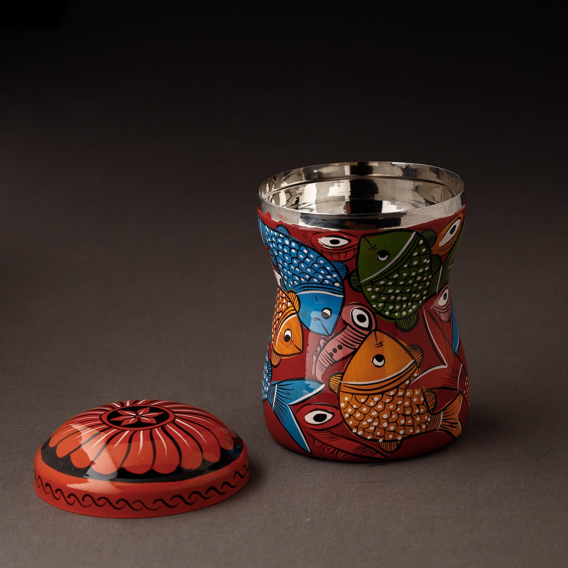 Bengal Patua Handpainted Stainless Steel Multi Utility Container
