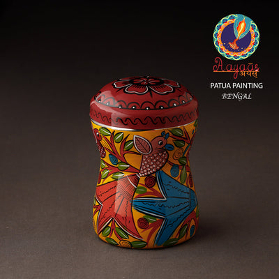 Bengal Patua Handpainted Stainless Steel Multi Utility Container