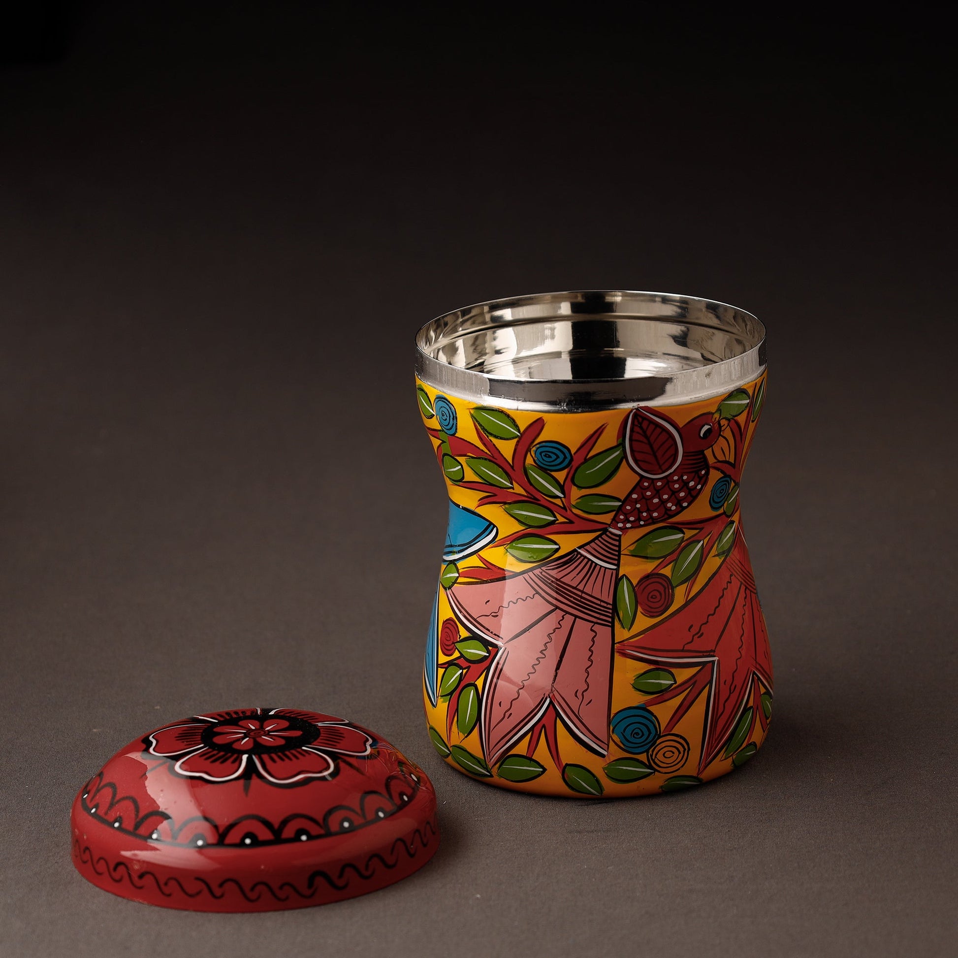 Bengal Patua Handpainted Stainless Steel Multi Utility Container