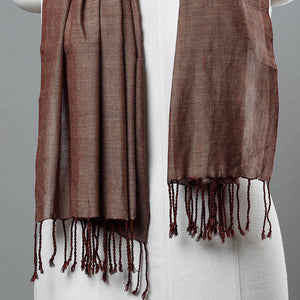 Brown - Mangalagiri Handloom Cotton Stole with Tassels