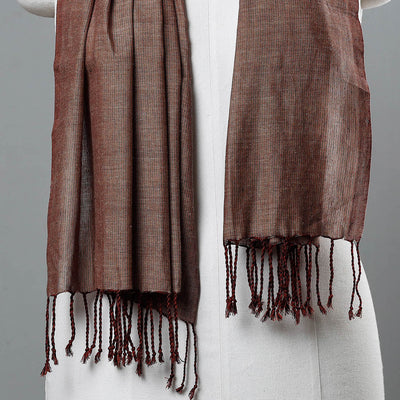 Brown - Mangalagiri Handloom Cotton Stole with Tassels