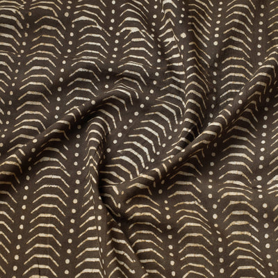 Brown - Pipad Block Printed Cotton Fabric