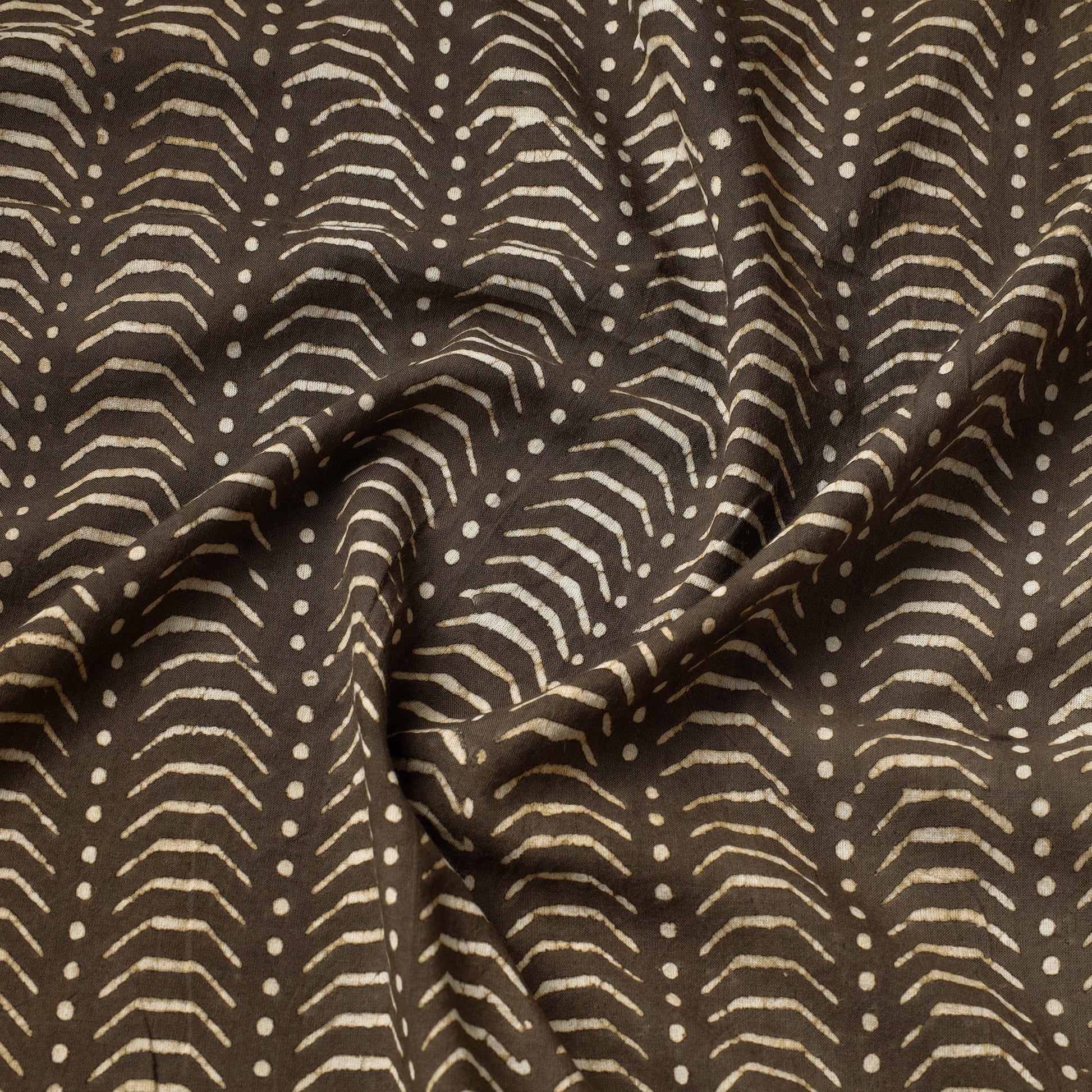 Brown - Pipad Block Printed Cotton Fabric