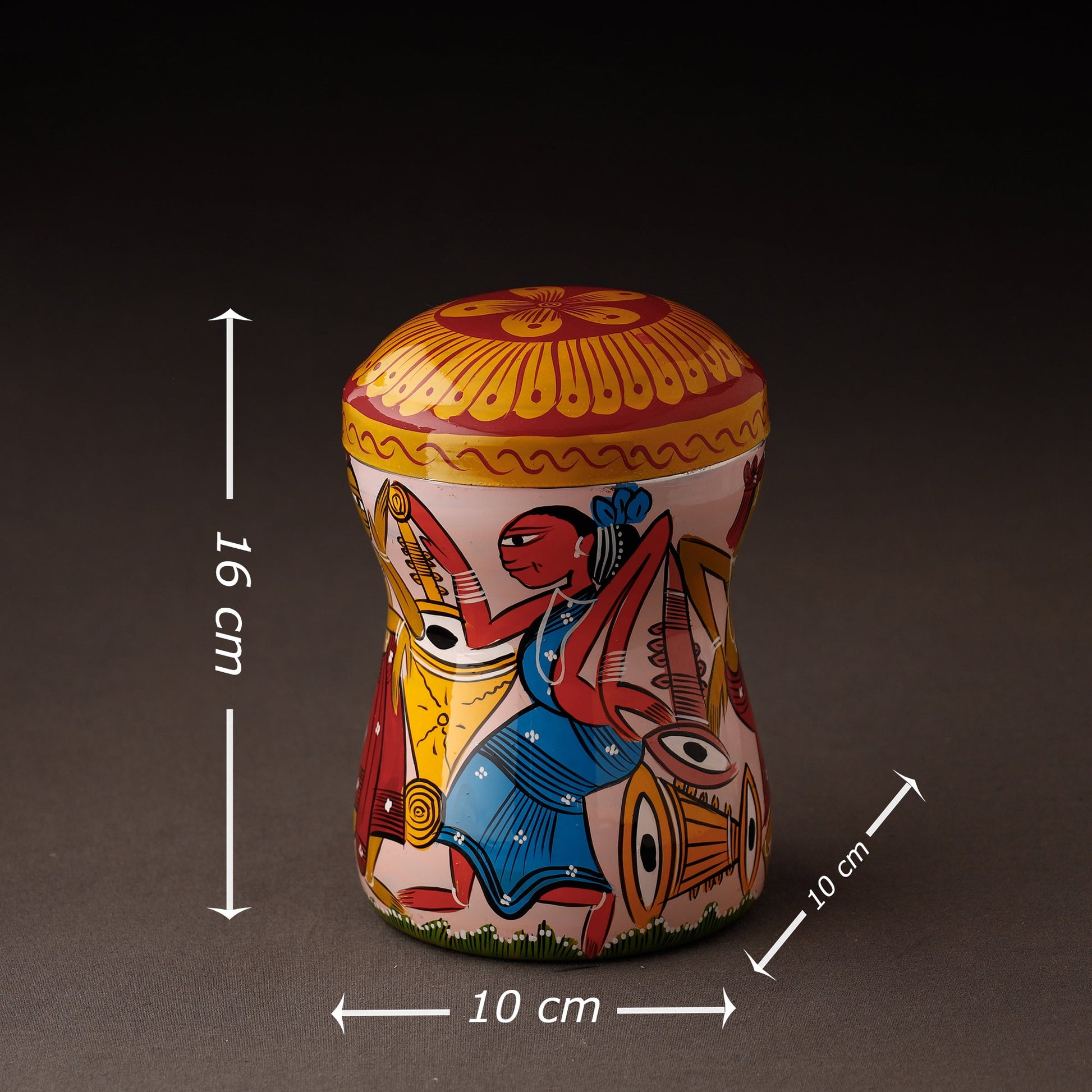 Bengal Patua Handpainted Stainless Steel Multi Utility Container