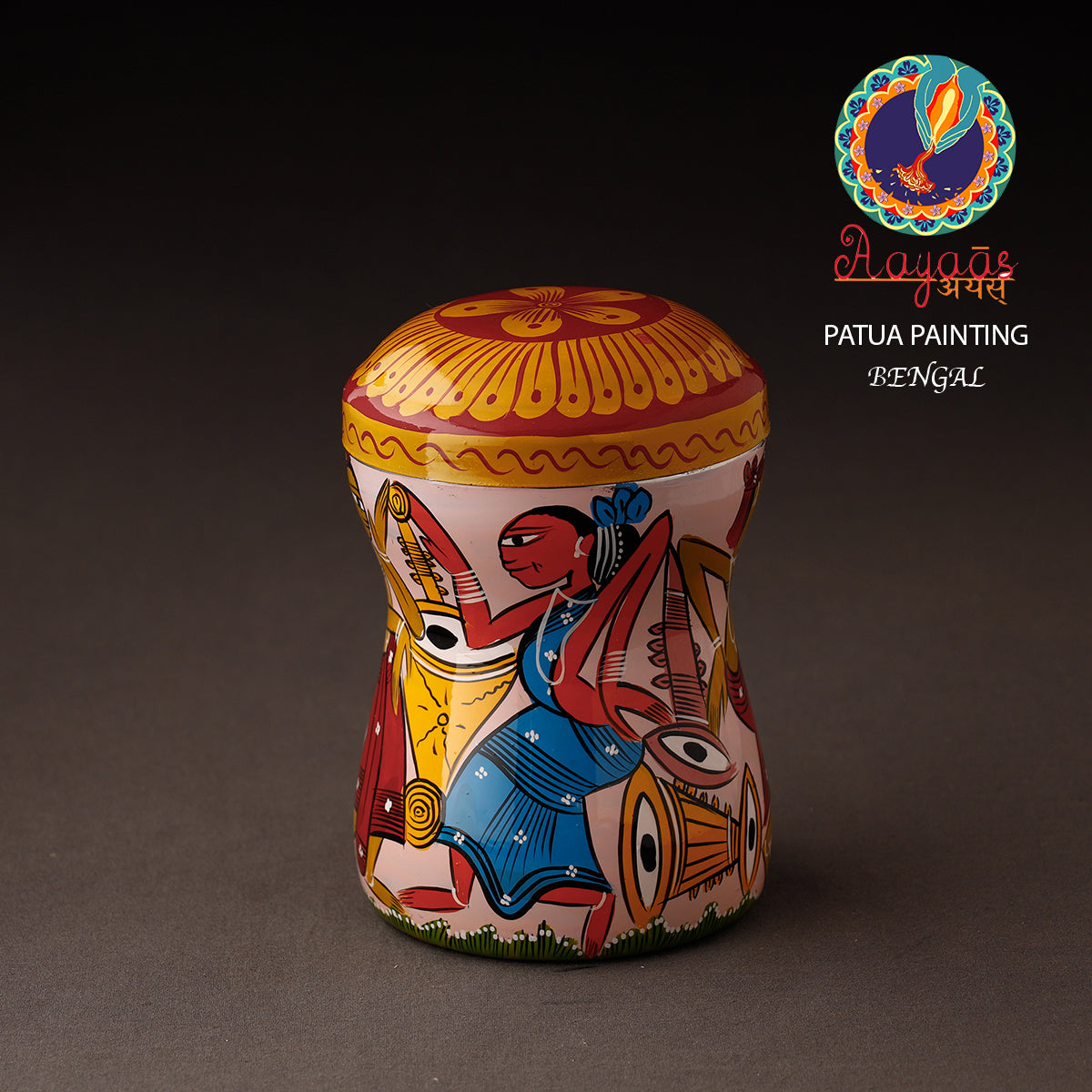 Bengal Patua Handpainted Stainless Steel Multi Utility Container