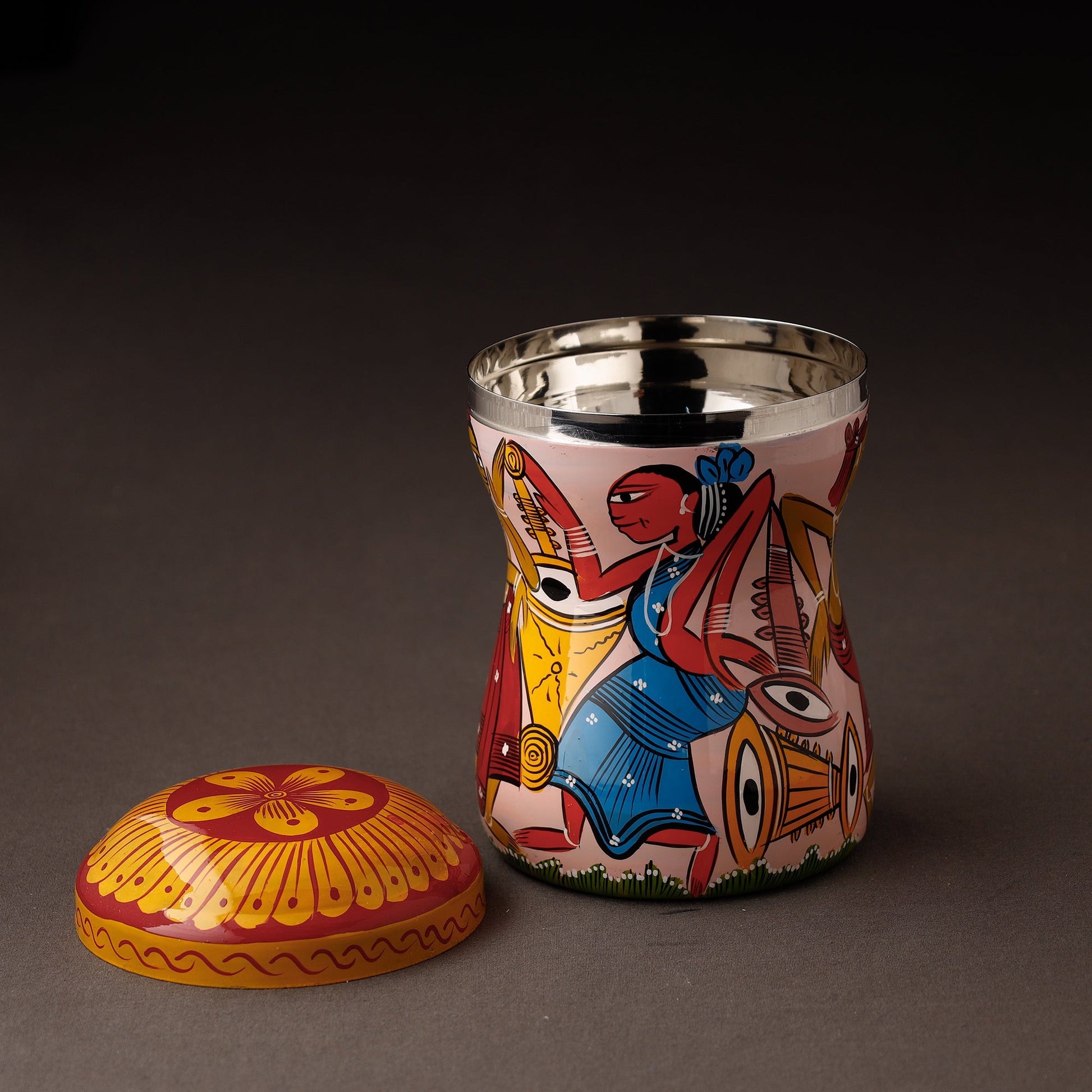 Bengal Patua Handpainted Stainless Steel Multi Utility Container