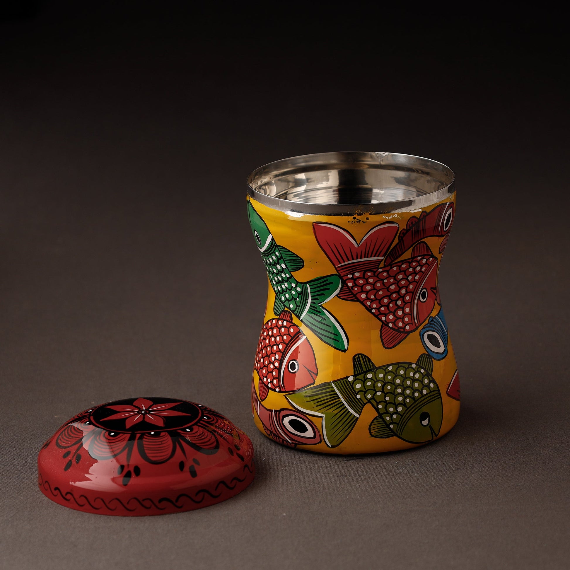 Bengal Patua Handpainted Stainless Steel Multi Utility Container