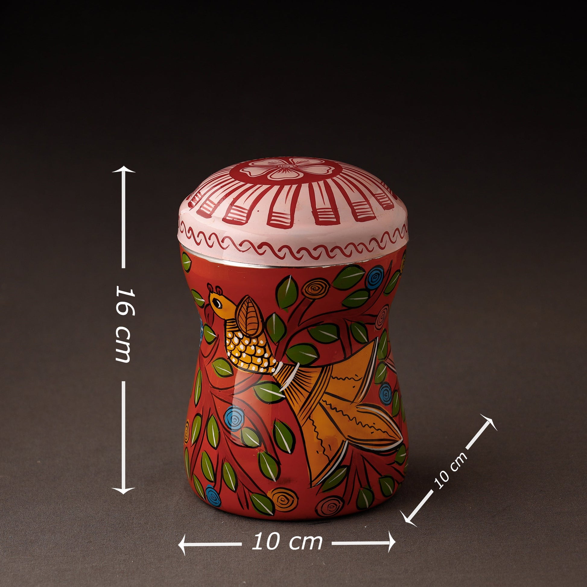 Bengal Patua Handpainted Stainless Steel Multi Utility Container