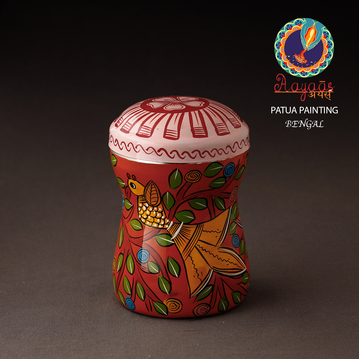 Bengal Patua Handpainted Stainless Steel Multi Utility Container