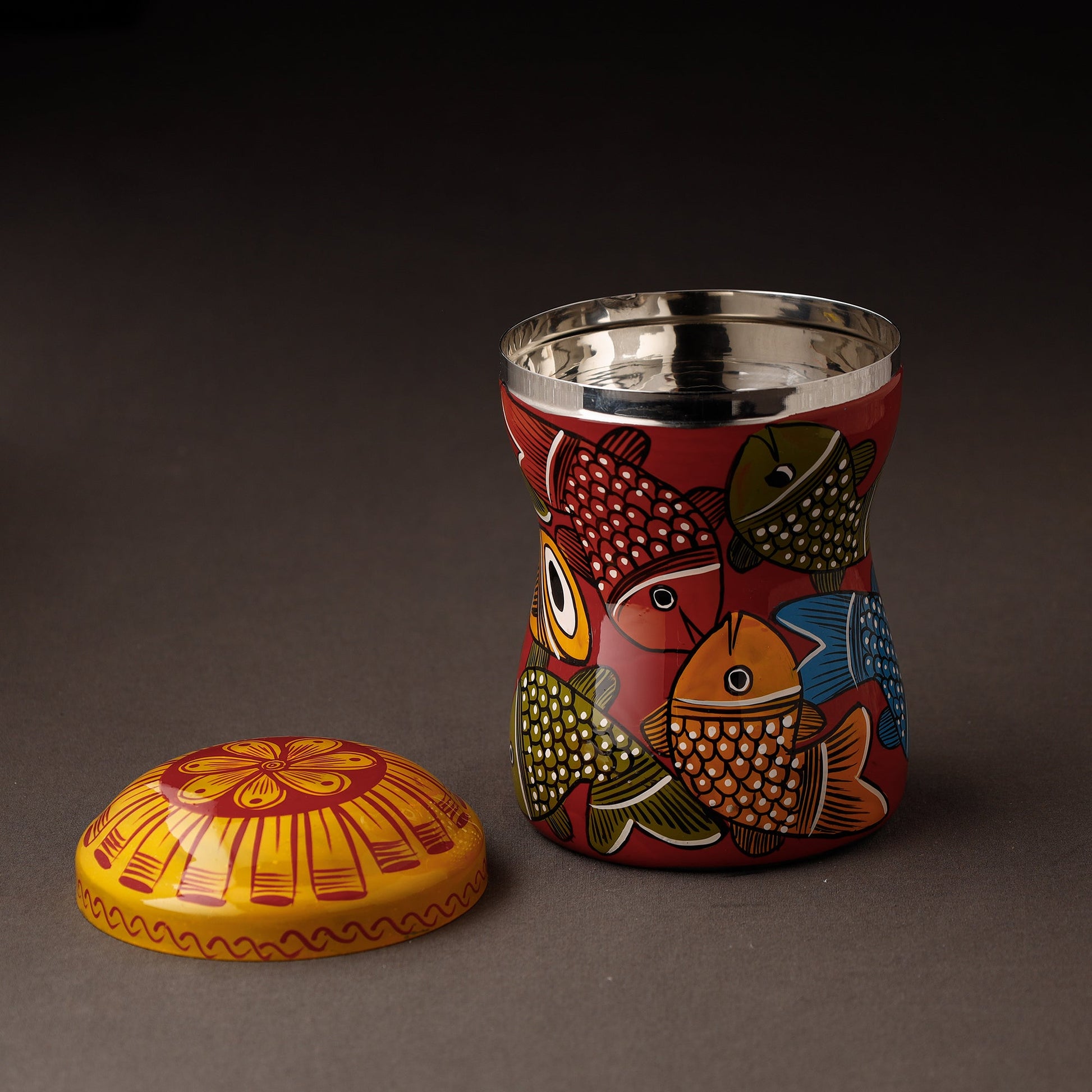 Bengal Patua Handpainted Stainless Steel Multi Utility Container