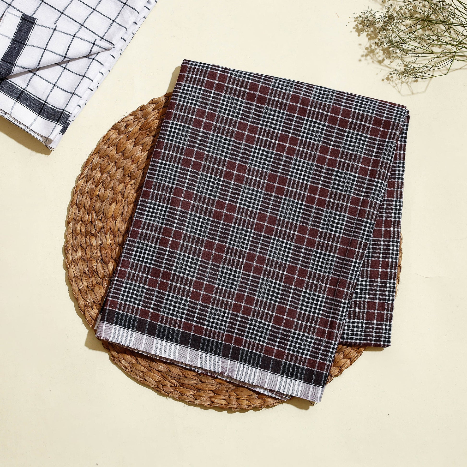 Brown - Calicut Kuriappilly Pure Handloom Cotton Lungi