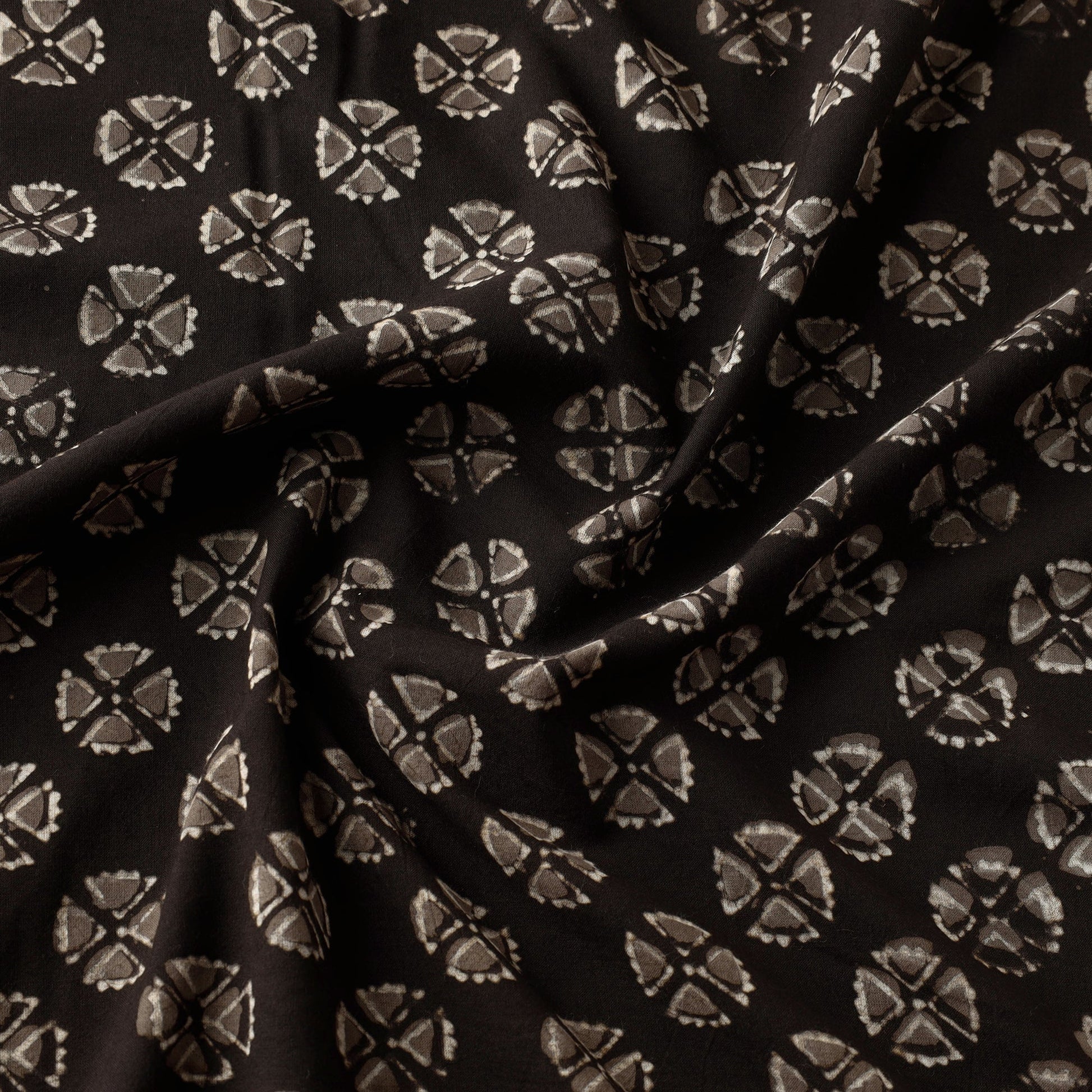 Brown - Pipad Block Printed Cotton Fabric