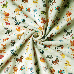 Beige - Cream Digital Printing Linen Fabric