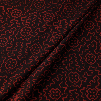 Black - Pipad Block Printed Cotton Fabric