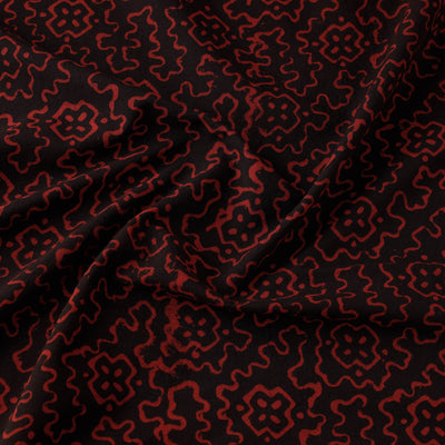 Black - Pipad Block Printed Cotton Fabric