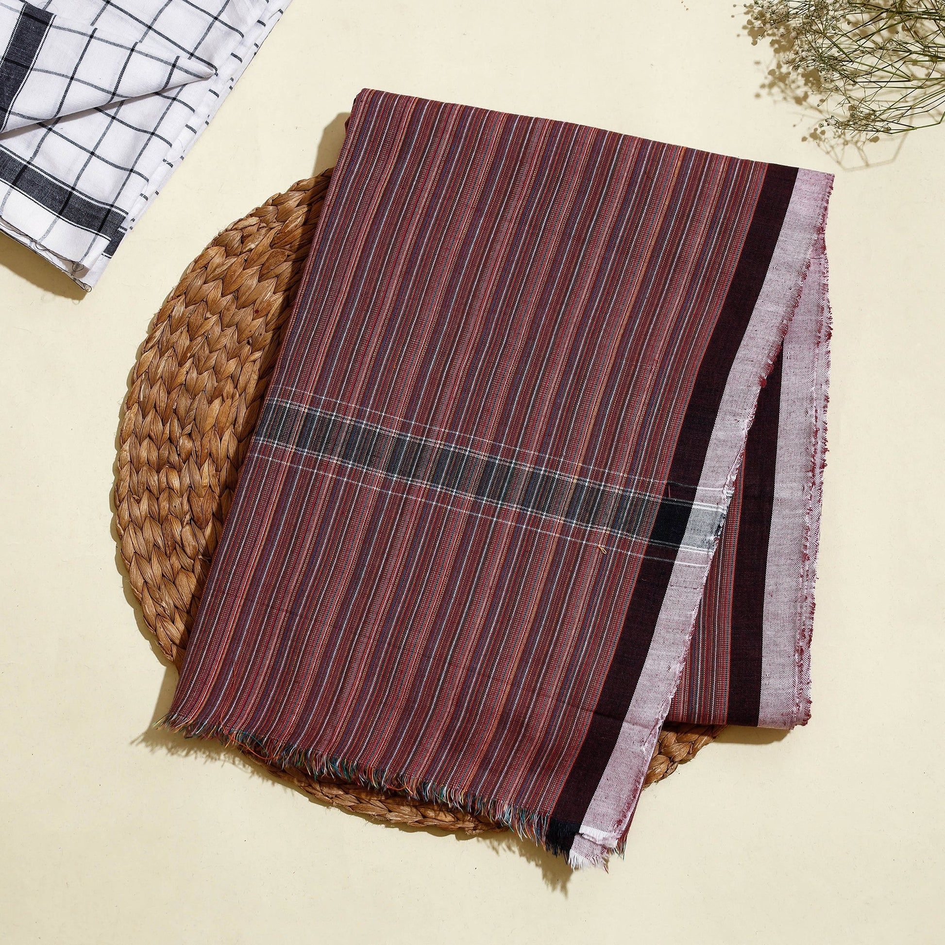 Brown - Calicut Kuriappilly Pure Handloom Cotton Dhoti