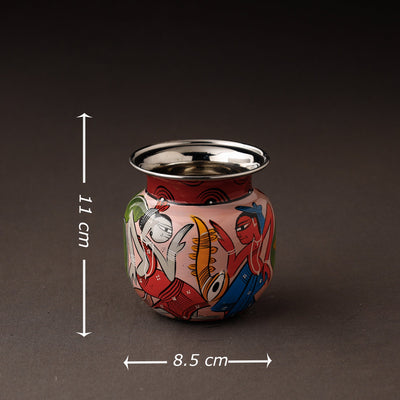 Bengal Patua Handpainted Stainless Steel Lota / Kalash / Container