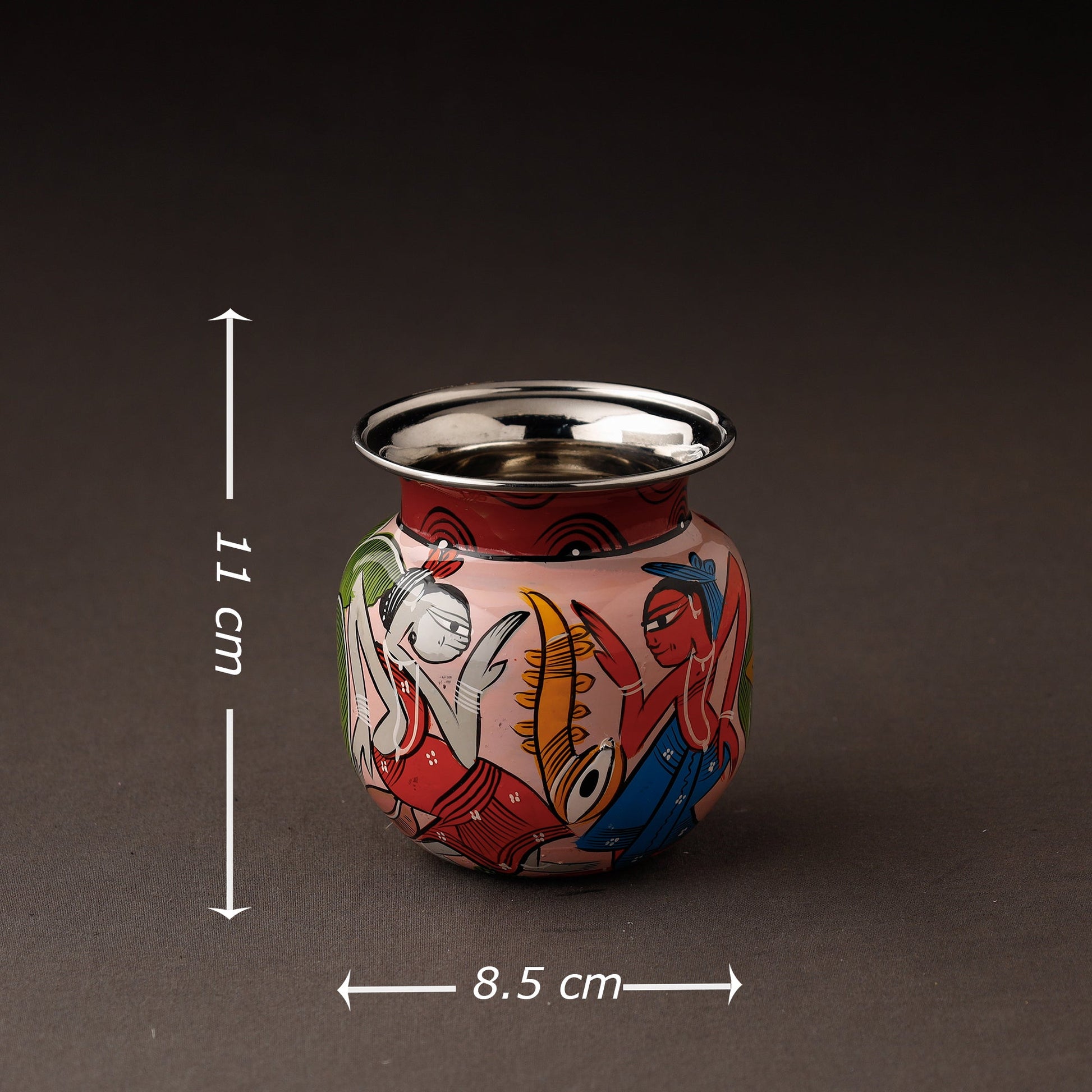 Bengal Patua Handpainted Stainless Steel Lota / Kalash / Container