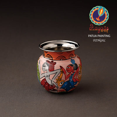Bengal Patua Handpainted Stainless Steel Lota / Kalash / Container