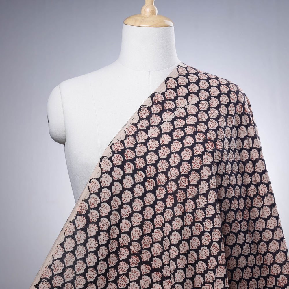 Black - Bagru Block Print Cotton Fabric