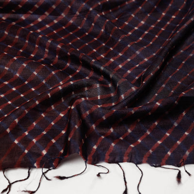 Black - Leheriya Tie-Dye Mothra Tussar Silk Handloom Stole with Tassels